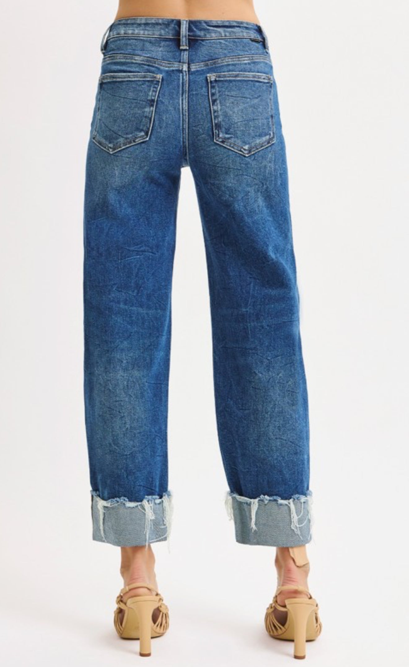 Bianca High Rise Risen Boyfriend Cuffed Jeans Medium Wash
