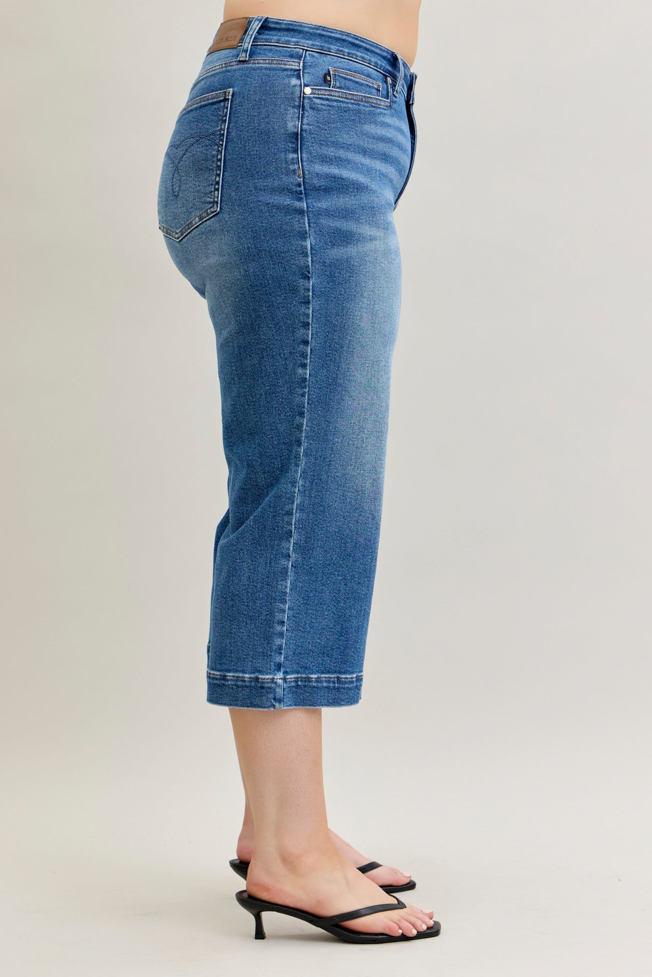 Joanne Judy Blue Cropped Wide Leg Jean Medium Wash