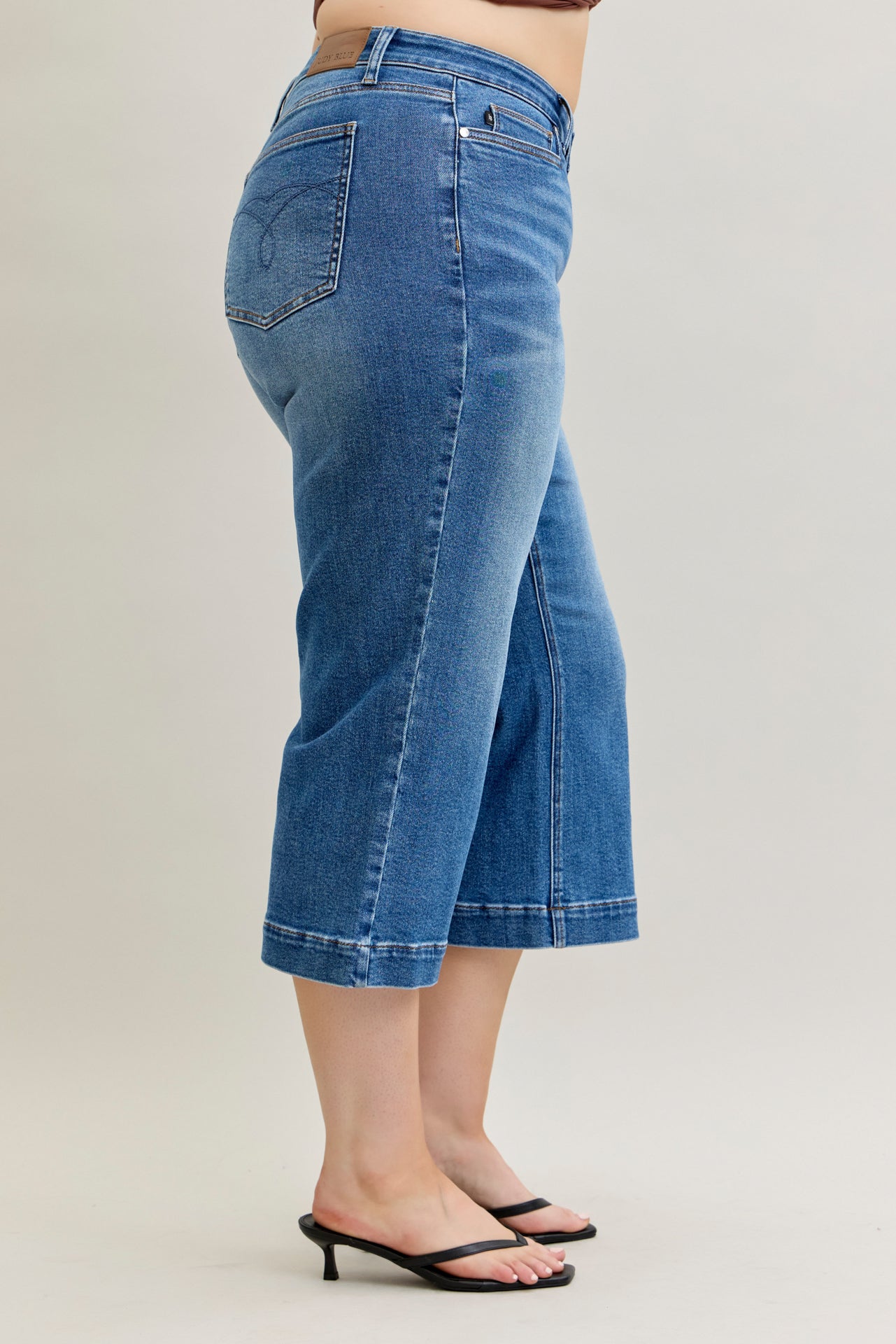 Joanne Judy Blue Cropped Wide Leg Jean Medium Wash