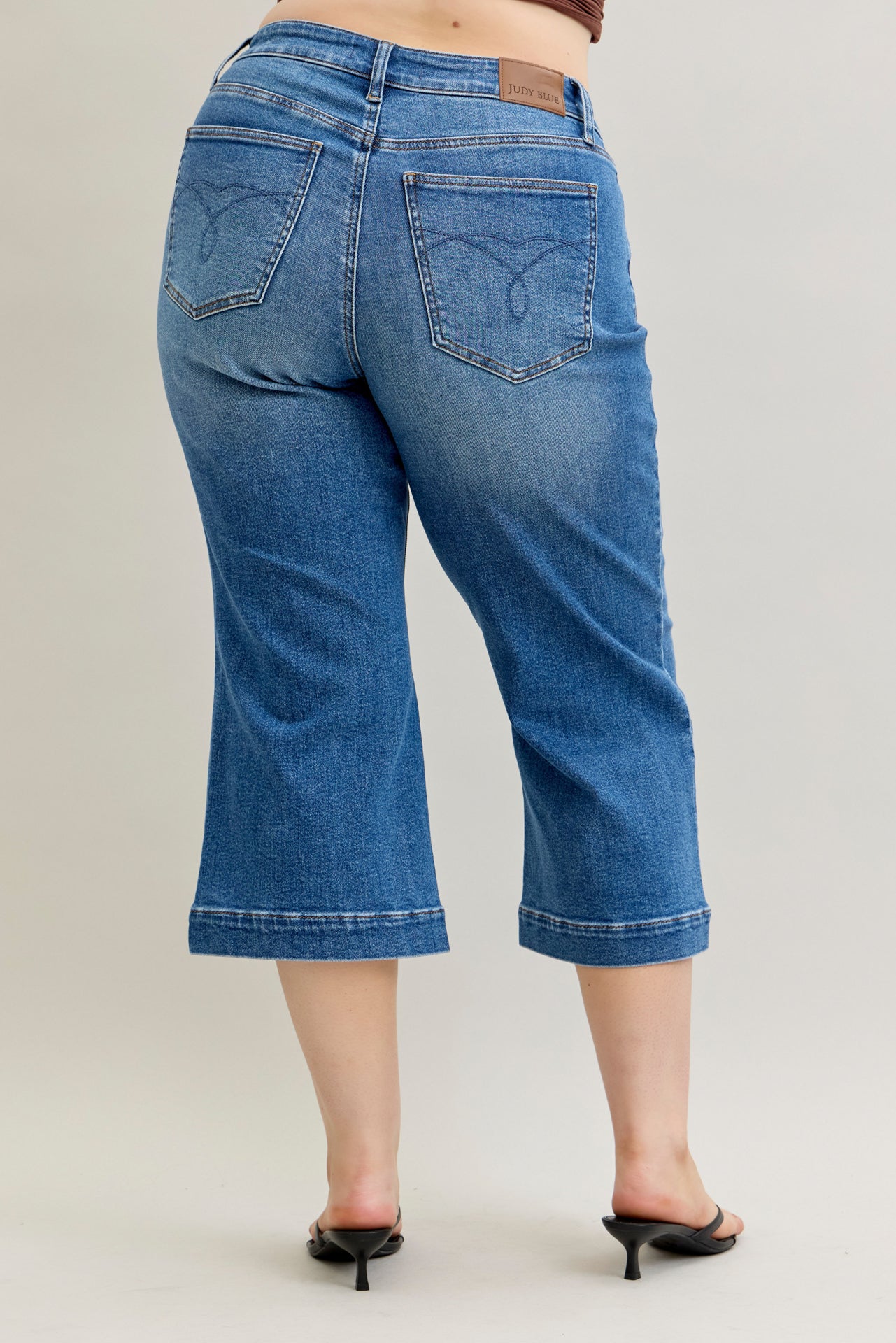 Joanne Judy Blue Cropped Wide Leg Jean Medium Wash