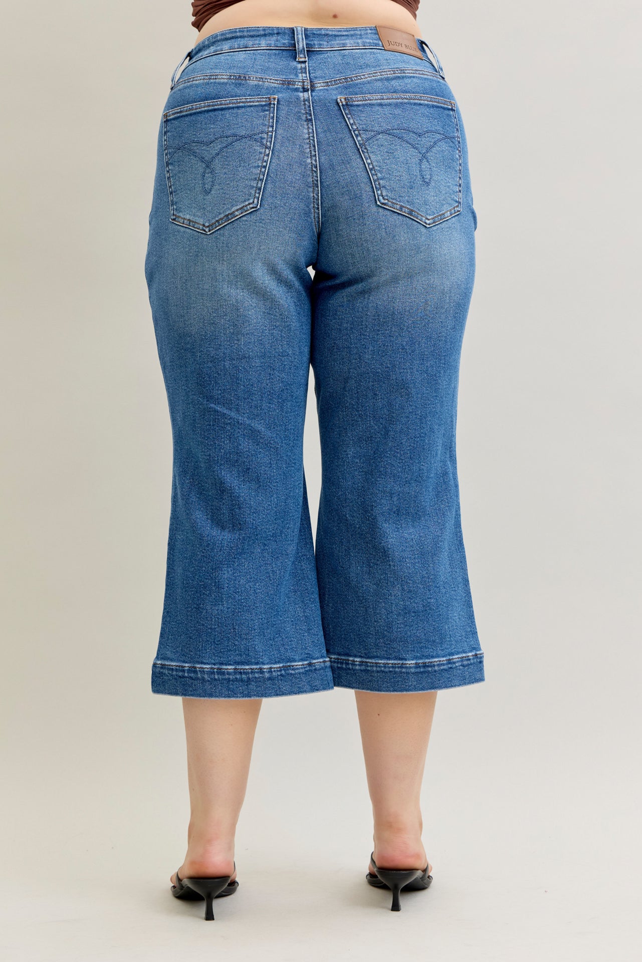 Joanne Judy Blue Cropped Wide Leg Jean Medium Wash