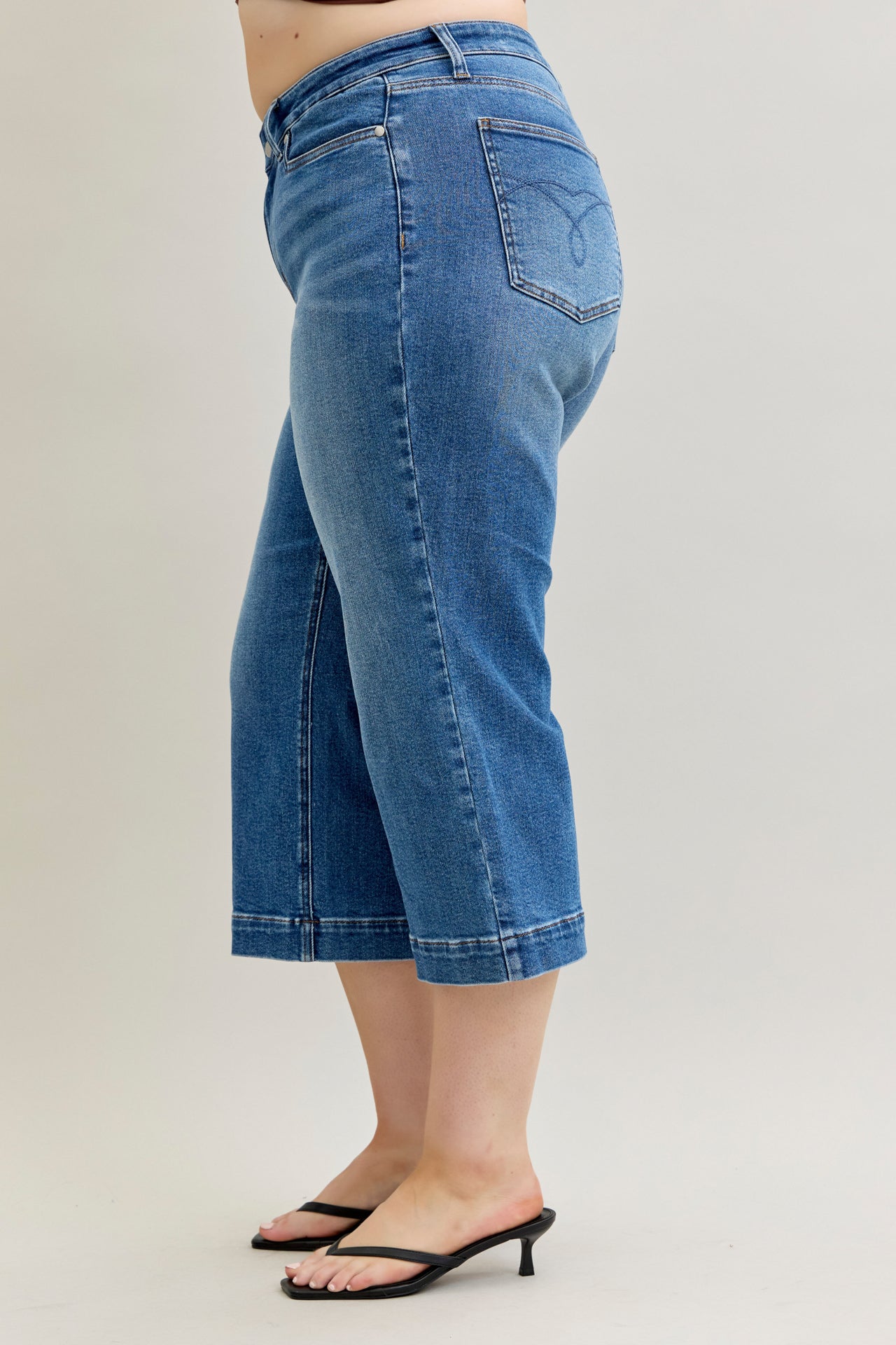 Joanne Judy Blue Cropped Wide Leg Jean Medium Wash