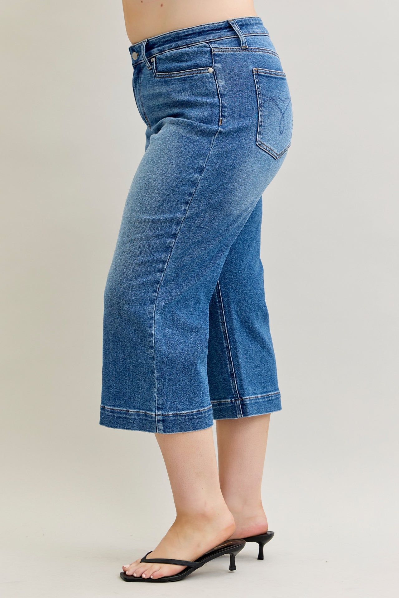 Joanne Judy Blue Cropped Wide Leg Jean Medium Wash