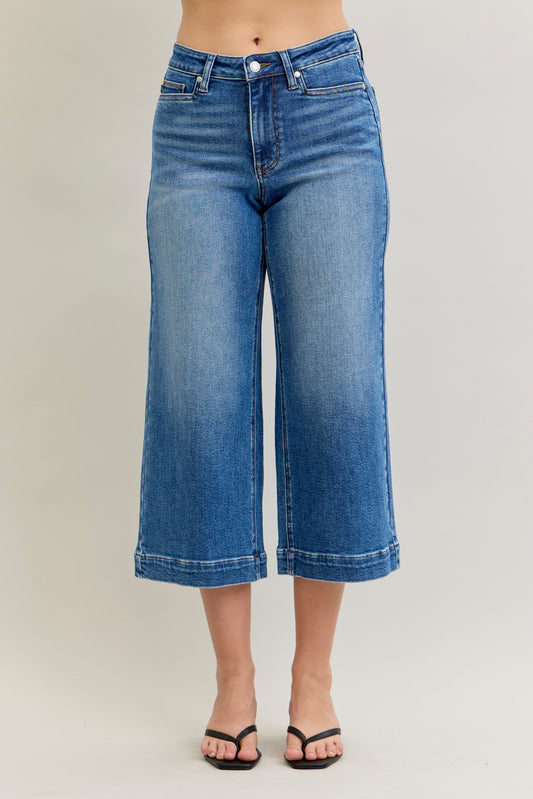 Joanne Judy Blue Cropped Wide Leg Jean Medium Wash