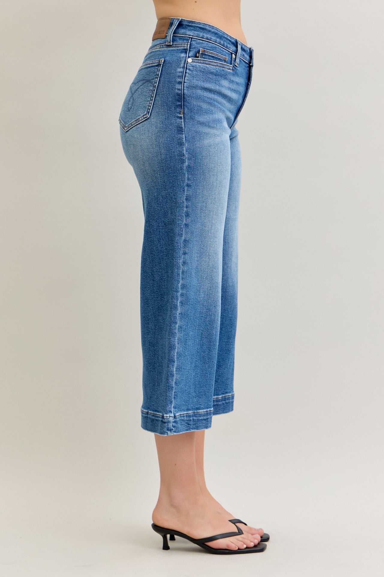 Joanne Judy Blue Cropped Wide Leg Jean Medium Wash