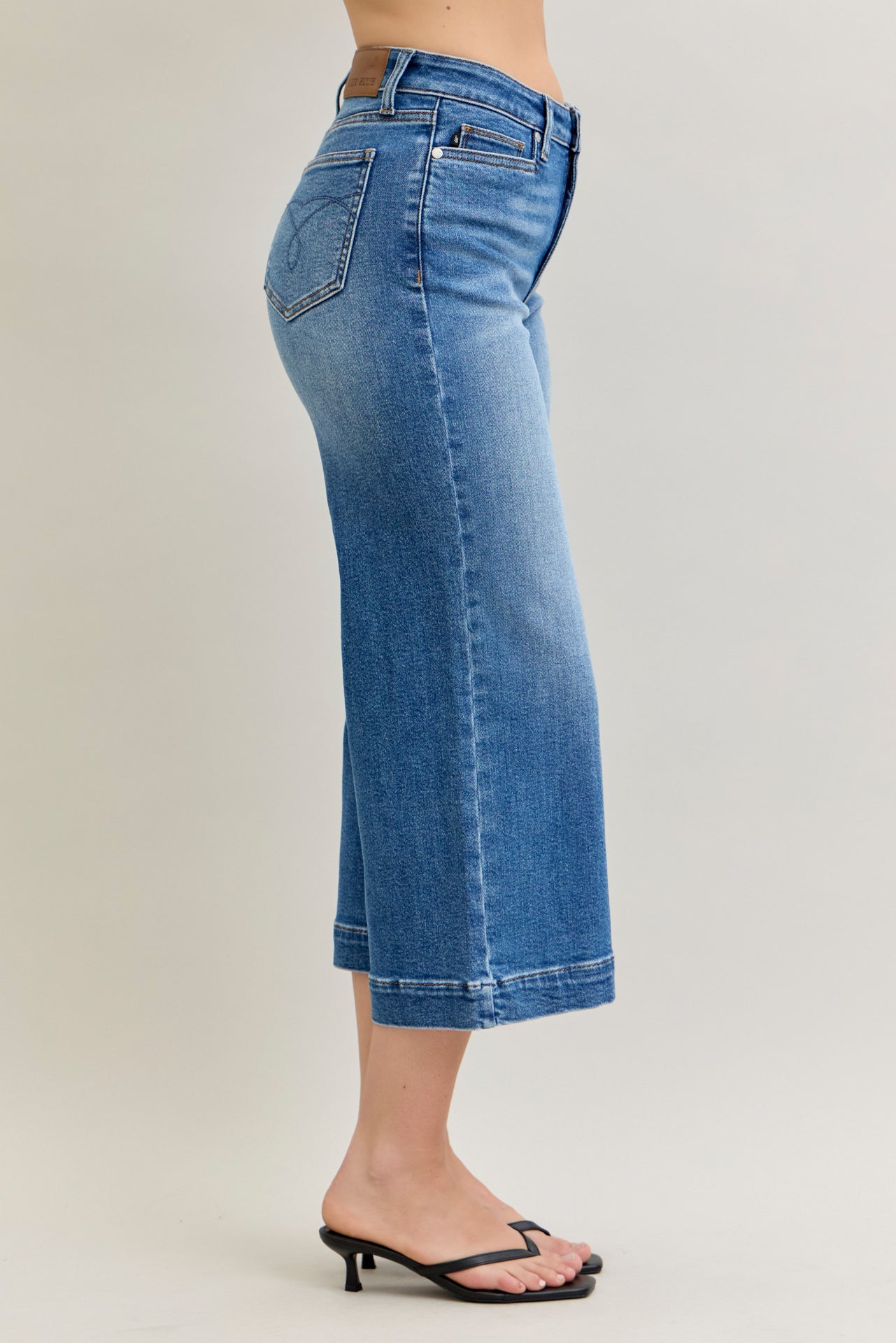 Joanne Judy Blue Cropped Wide Leg Jean Medium Wash