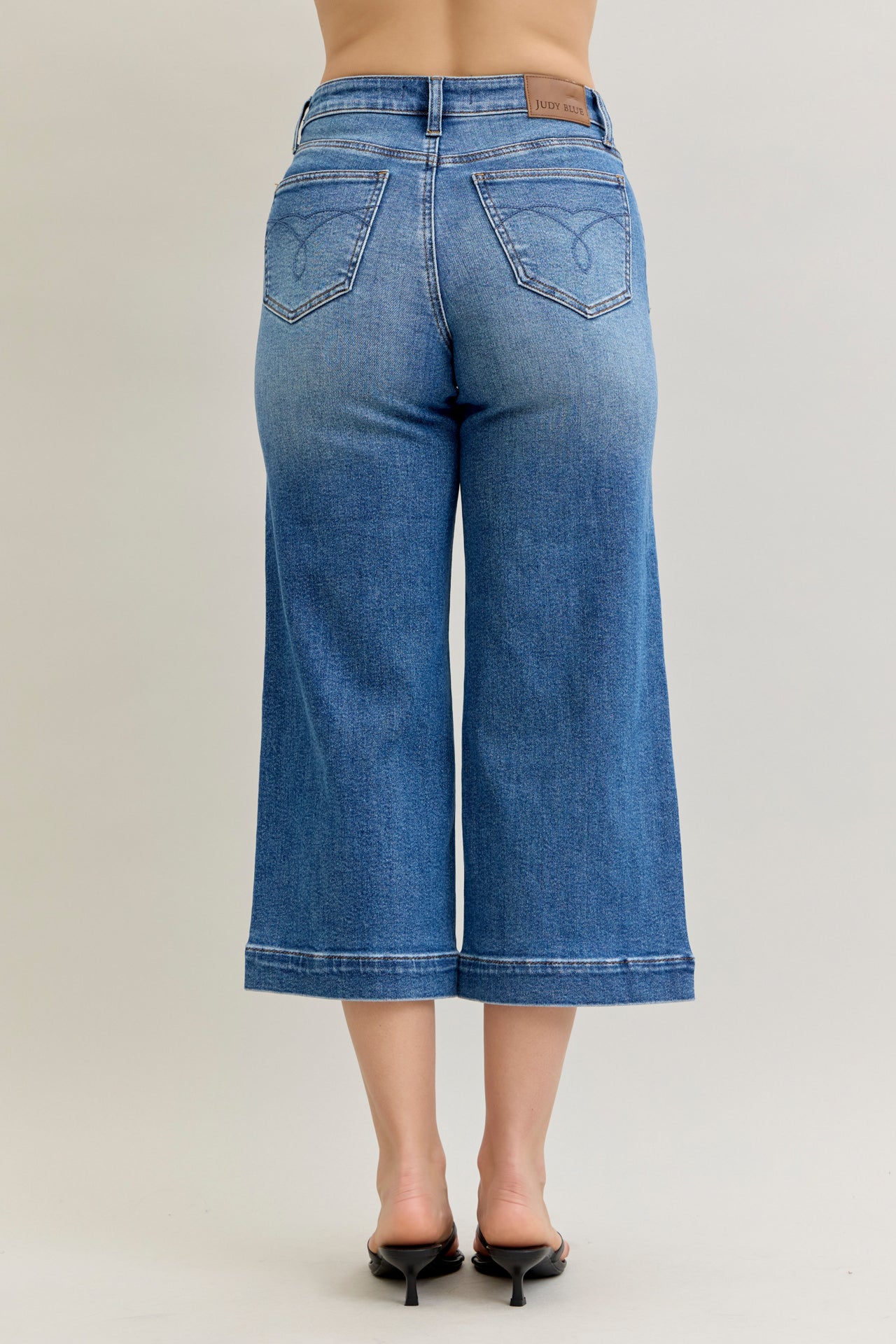 Joanne Judy Blue Cropped Wide Leg Jean Medium Wash