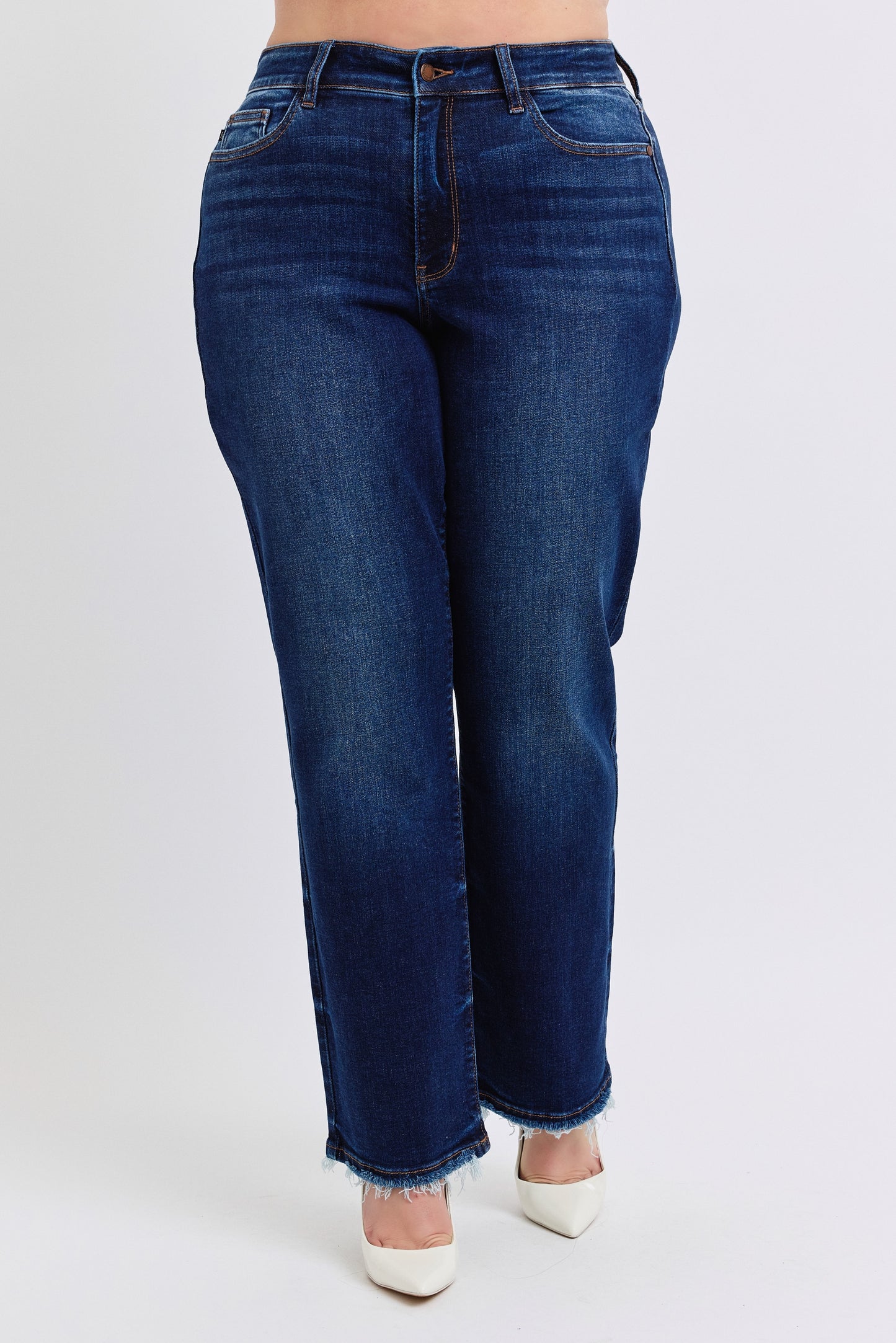 Judy Blue Fray Hem Straight Dark Wash
