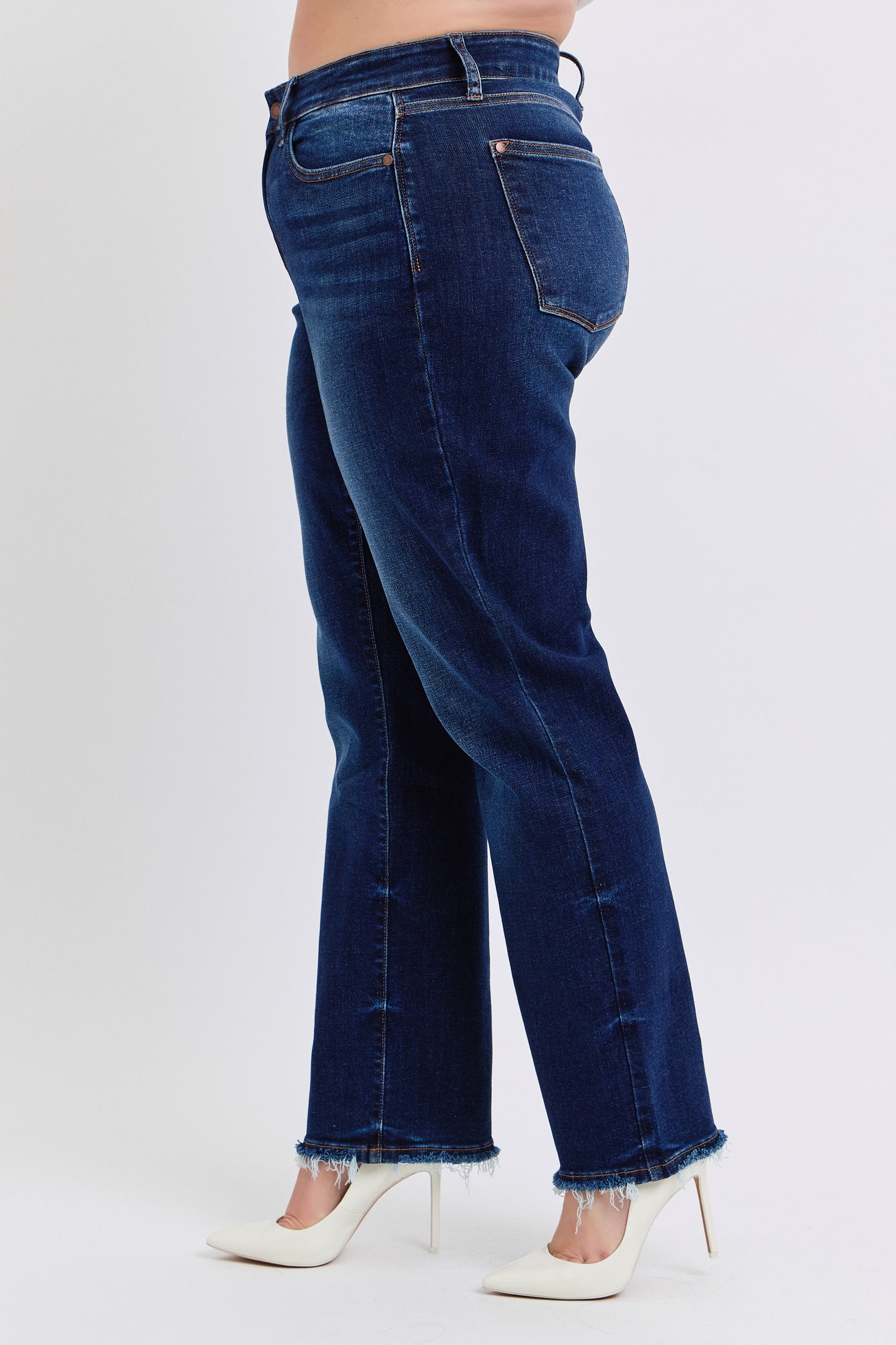 Judy Blue Fray Hem Straight Dark Wash