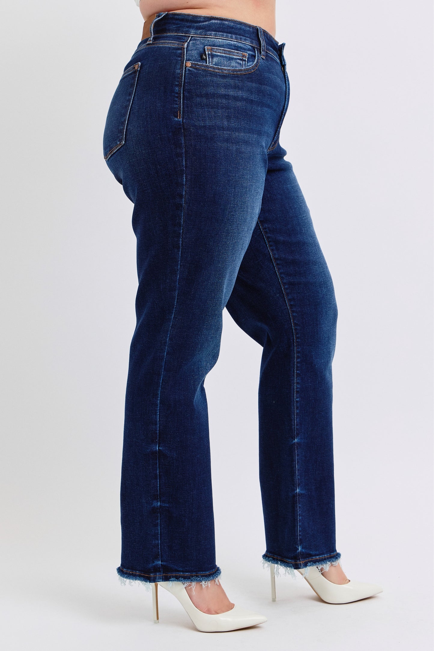 Judy Blue Fray Hem Straight Dark Wash