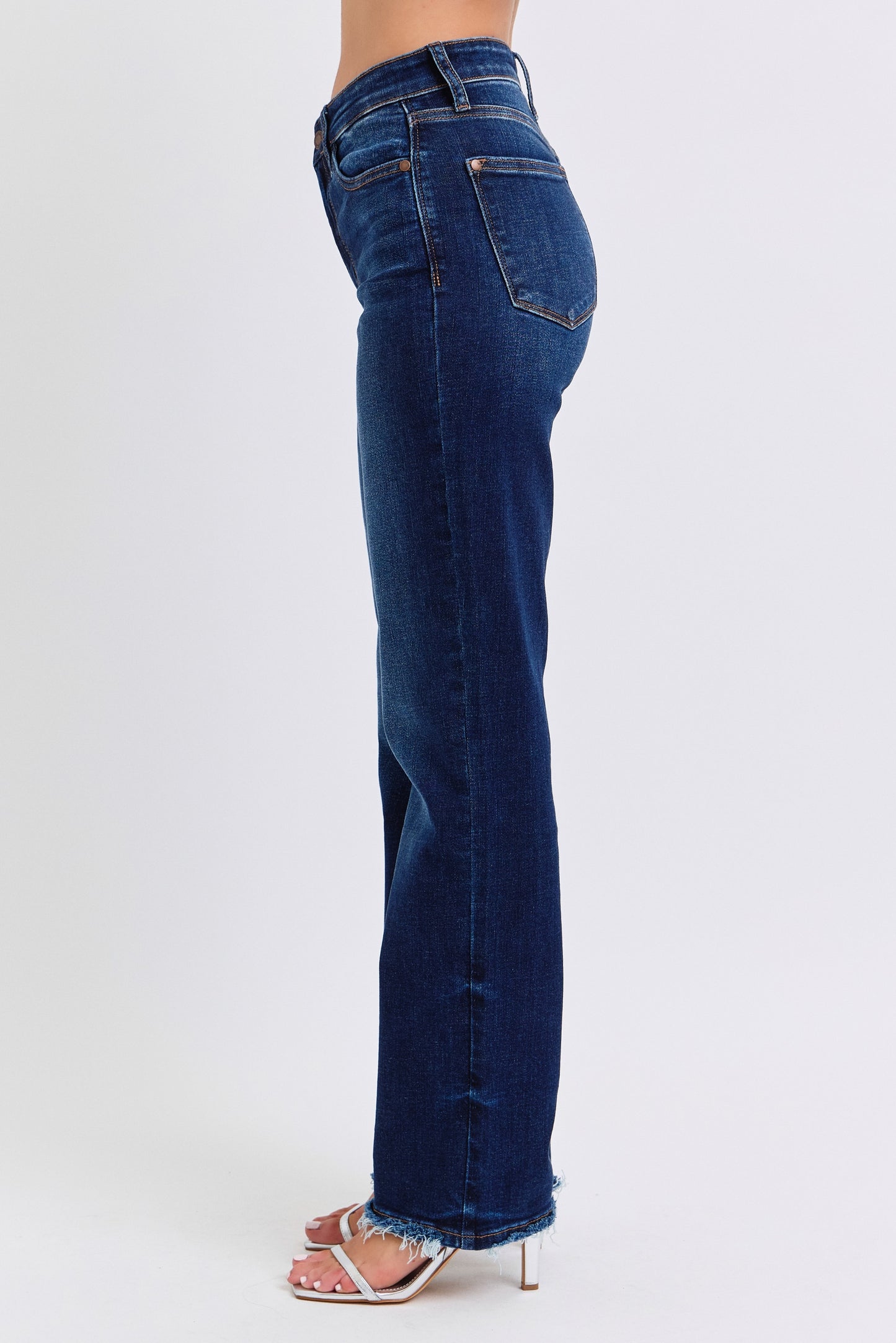 Judy Blue Fray Hem Straight Dark Wash
