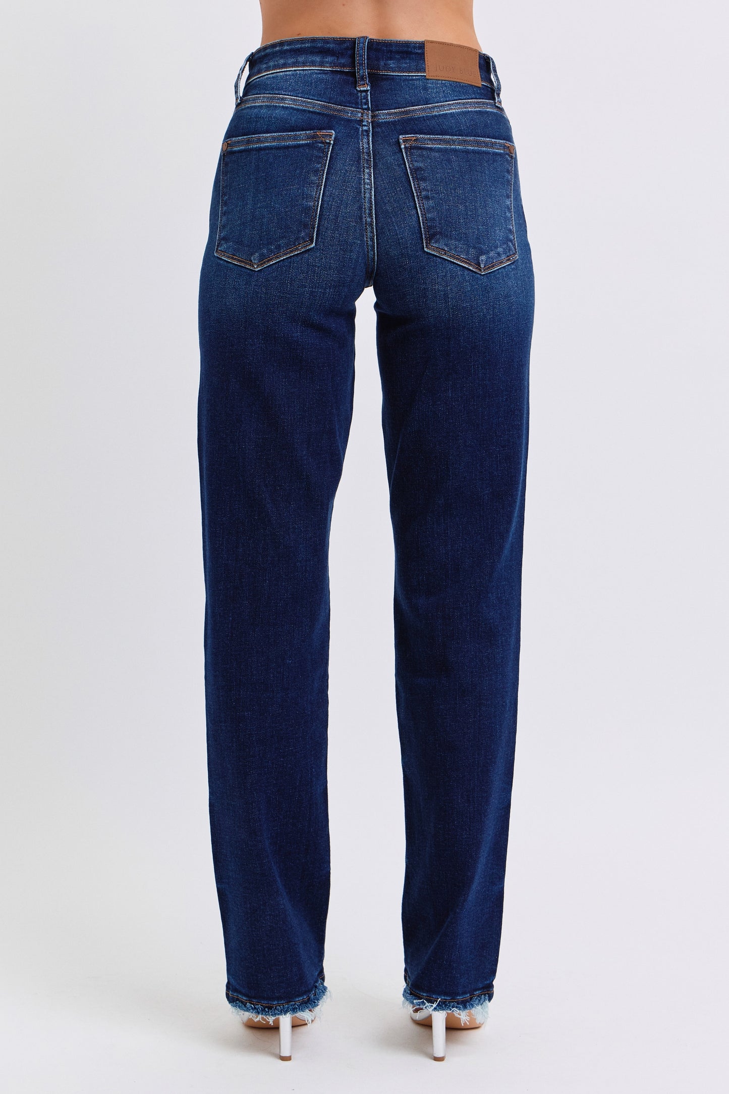Judy Blue Fray Hem Straight Dark Wash