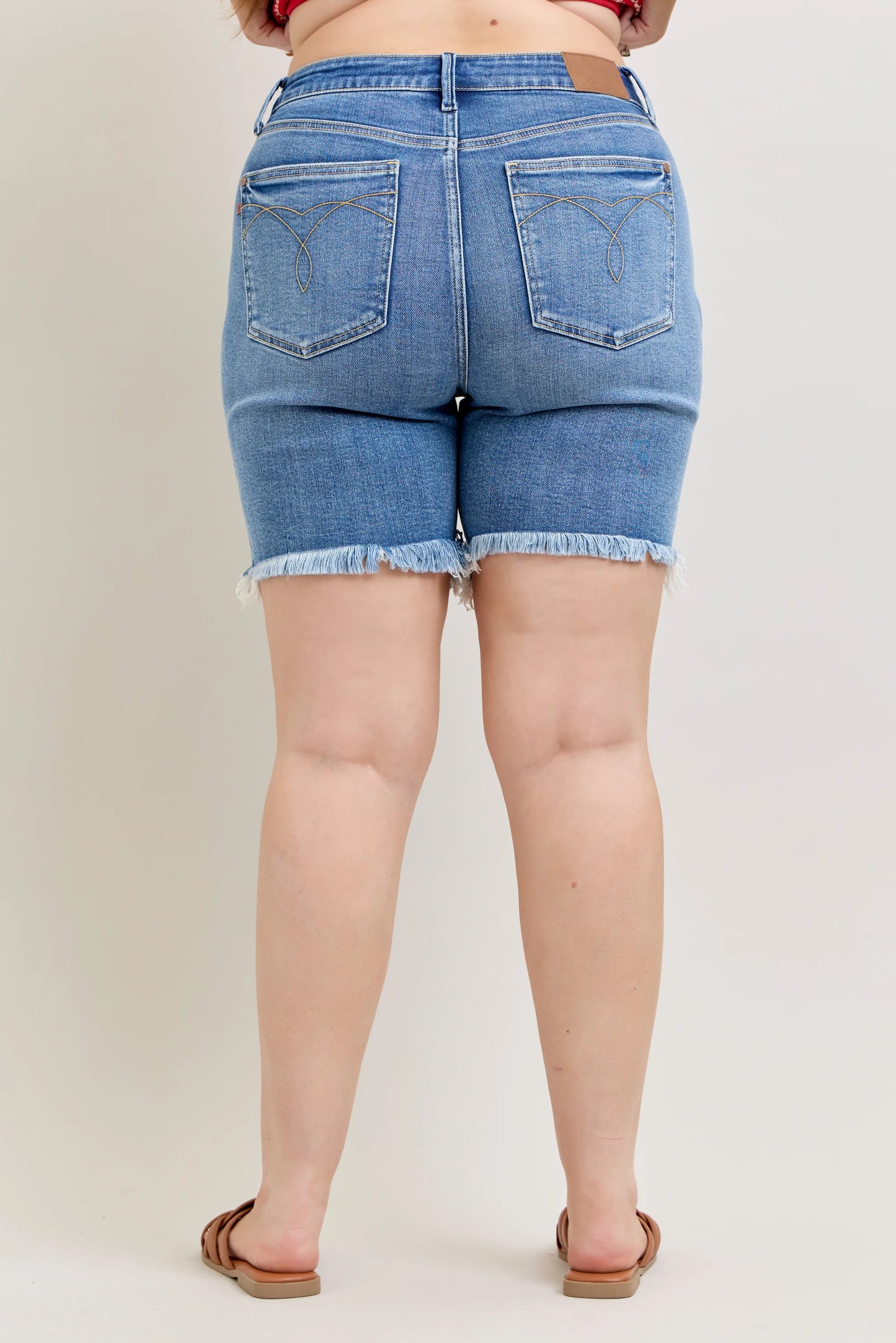 Judy Blue High Waist Fringed Bermuda Dark