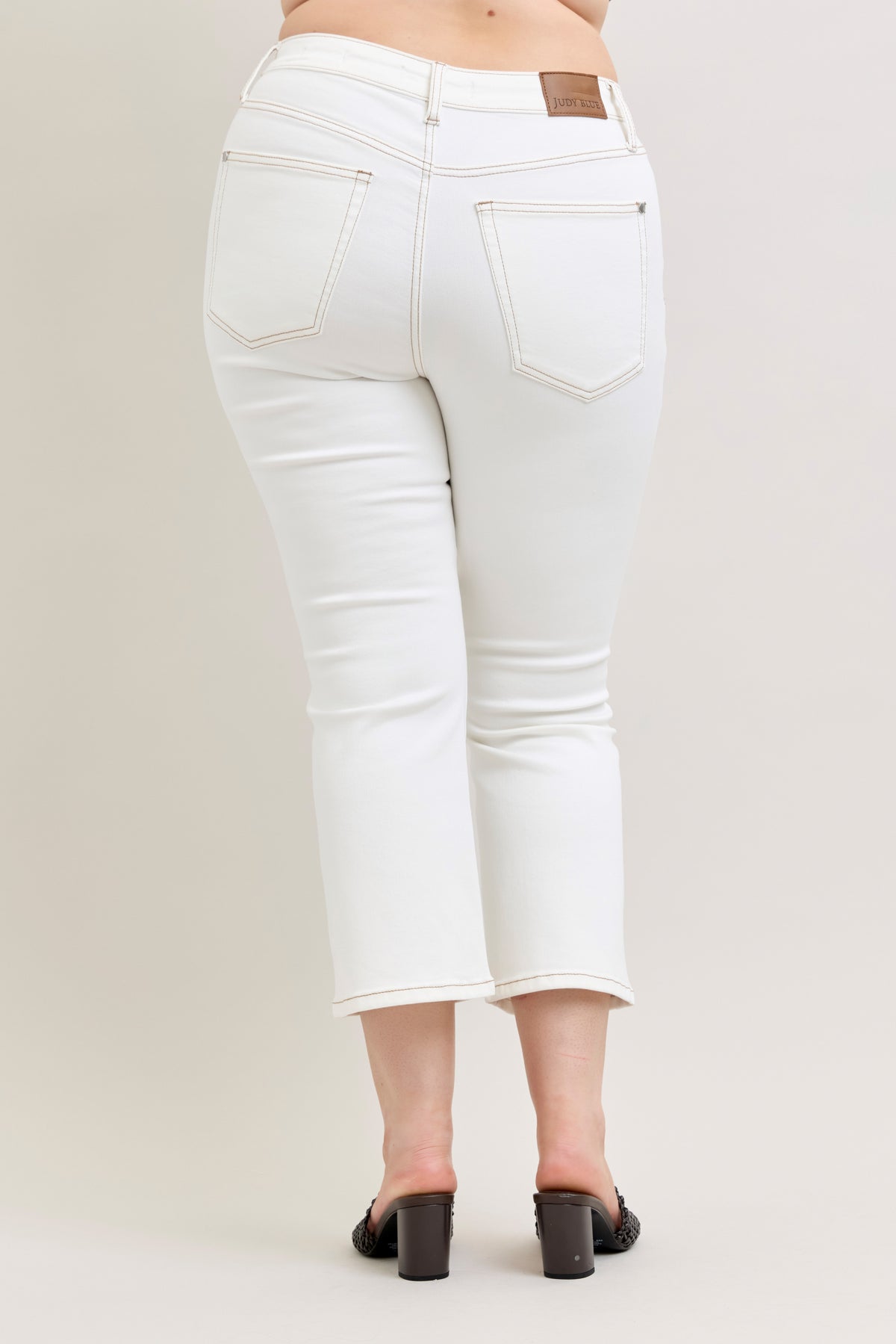 Judy Blue High Waist Tummy Control Kick Flare Jeans White
