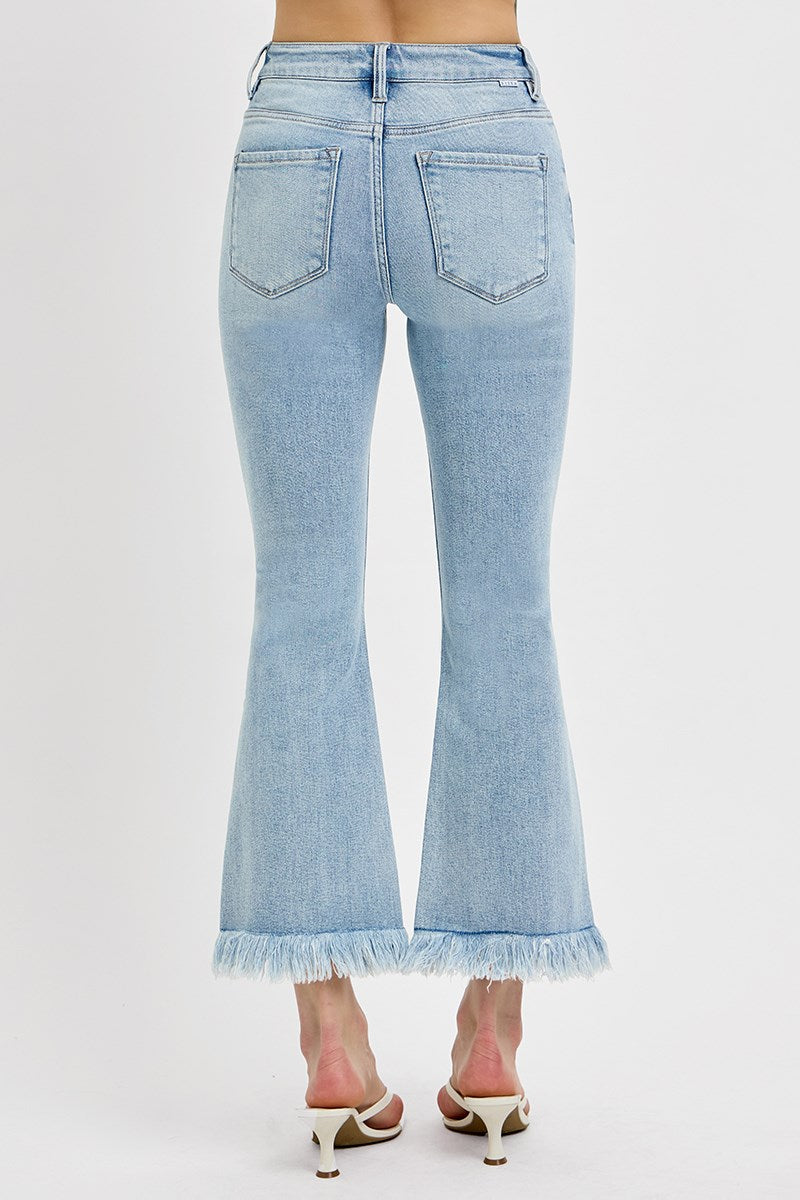 Rosie Tummy Control High Rise Risen Crop Kick Flare Jeans Light