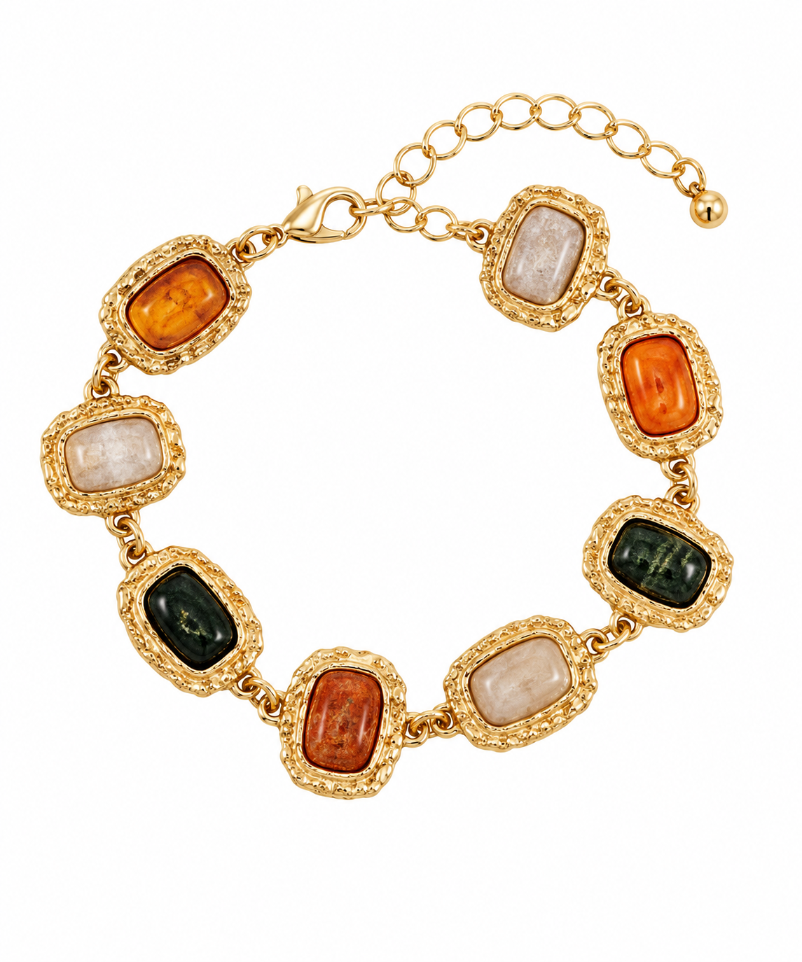 Framed Marble Rectangle Stone Bracelet Multi