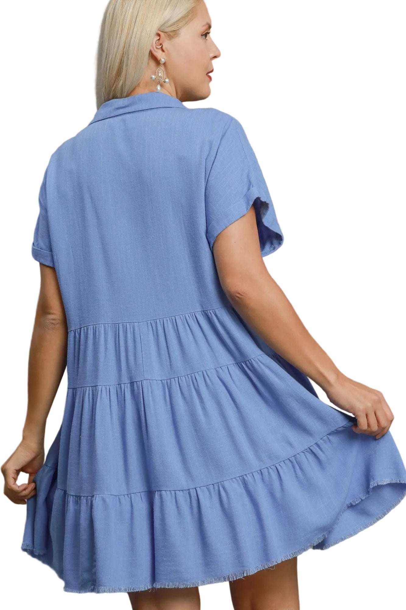 Monica Multi Tiered Baby Doll Dress Orchid Blue