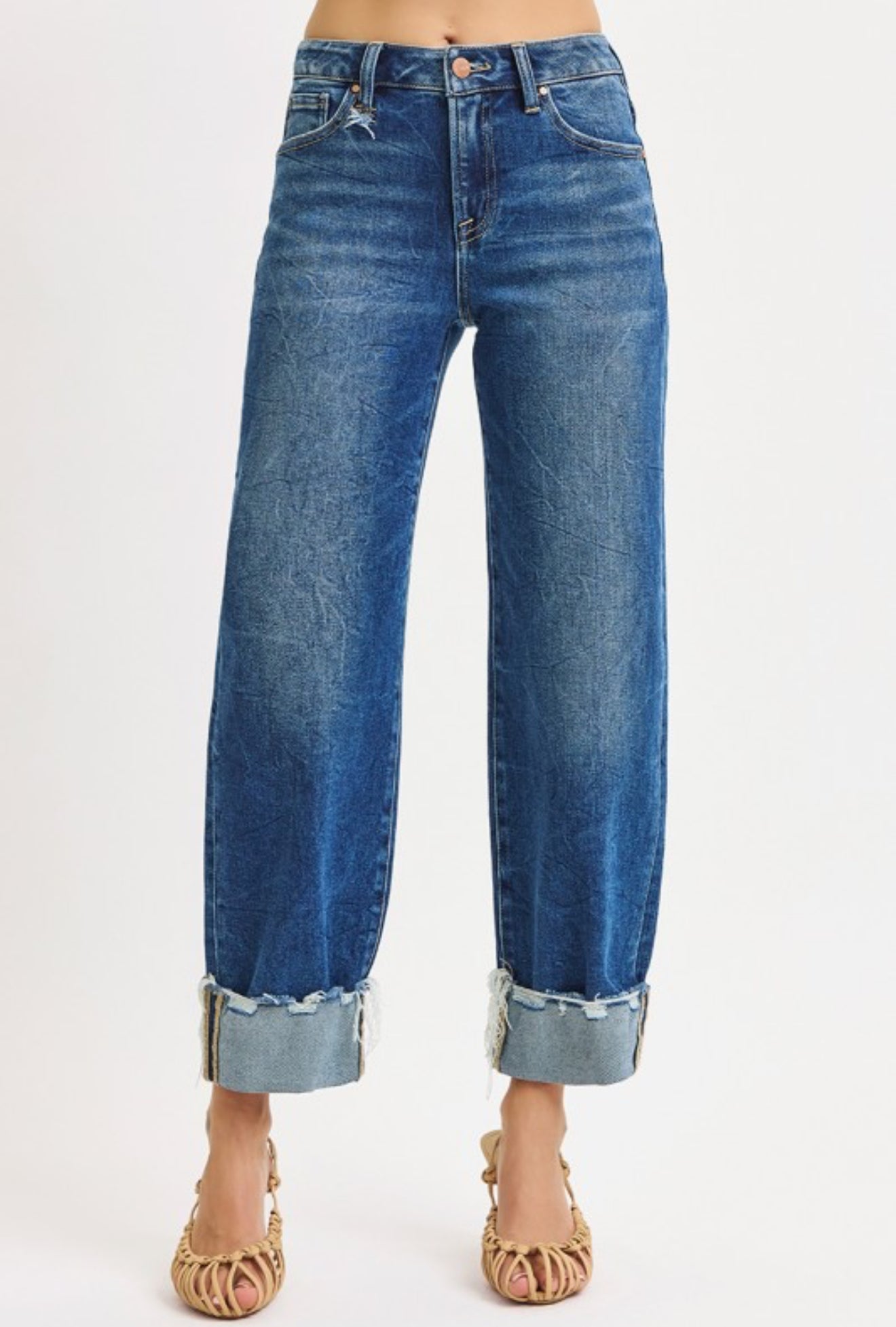Bianca High Rise Risen Boyfriend Cuffed Jeans Medium Wash