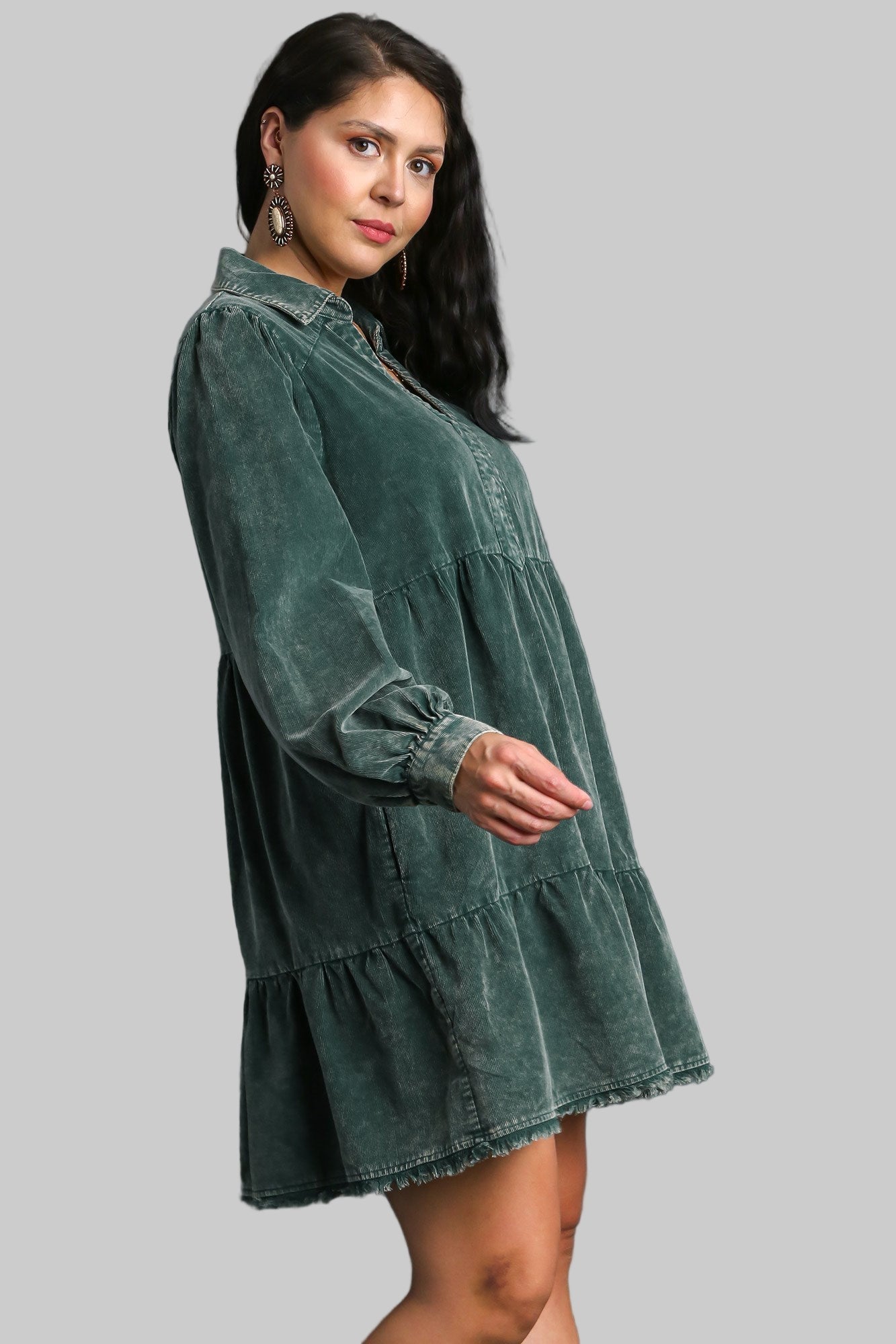 Sydney Stone Wash Corduroy Dress Hunter Green