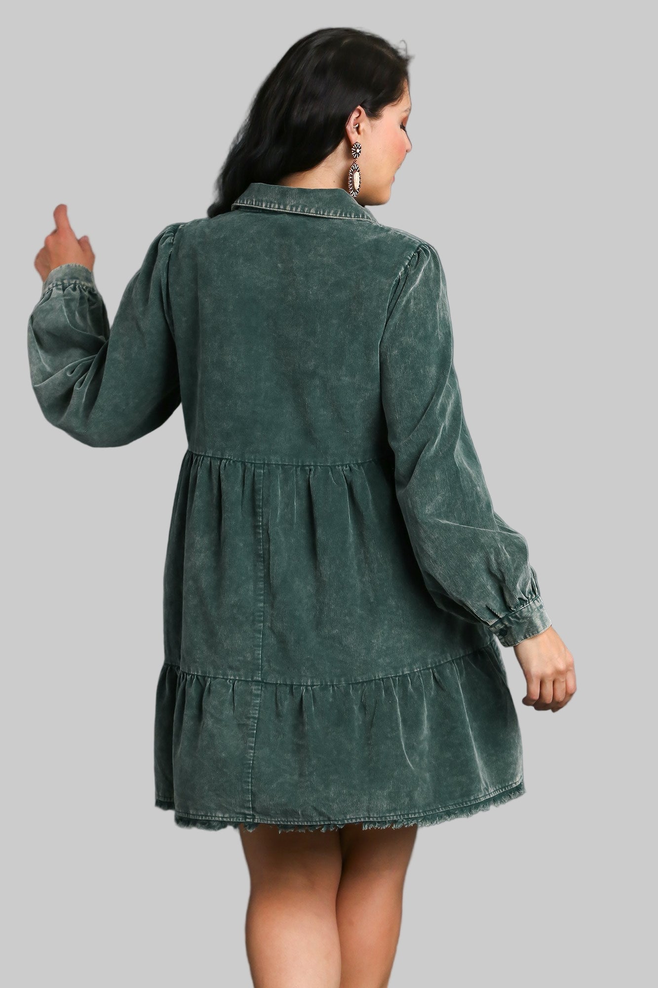 Sydney Stone Wash Corduroy Dress Hunter Green