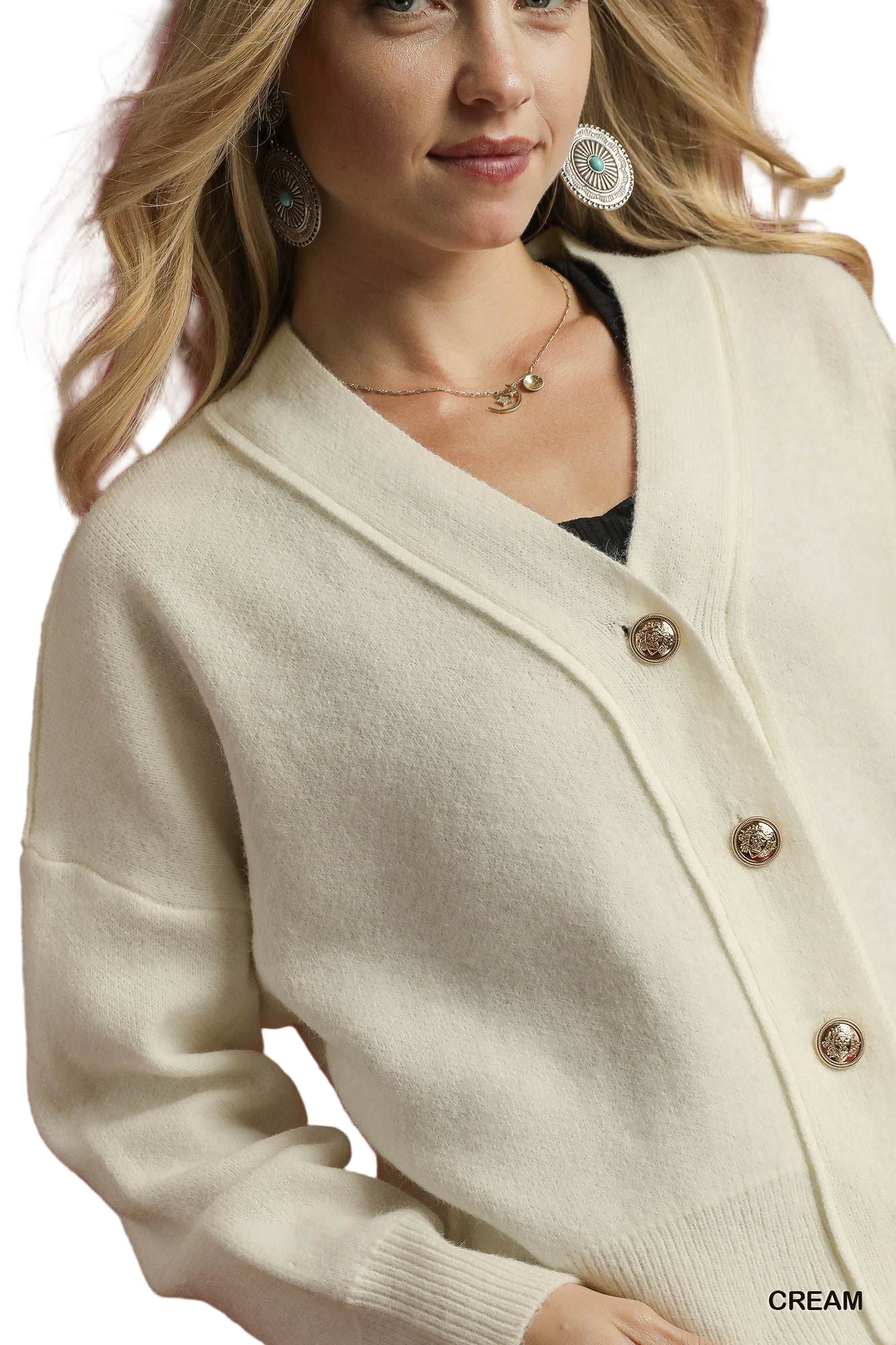 Cathy Button Front Knit Cardigan Cream