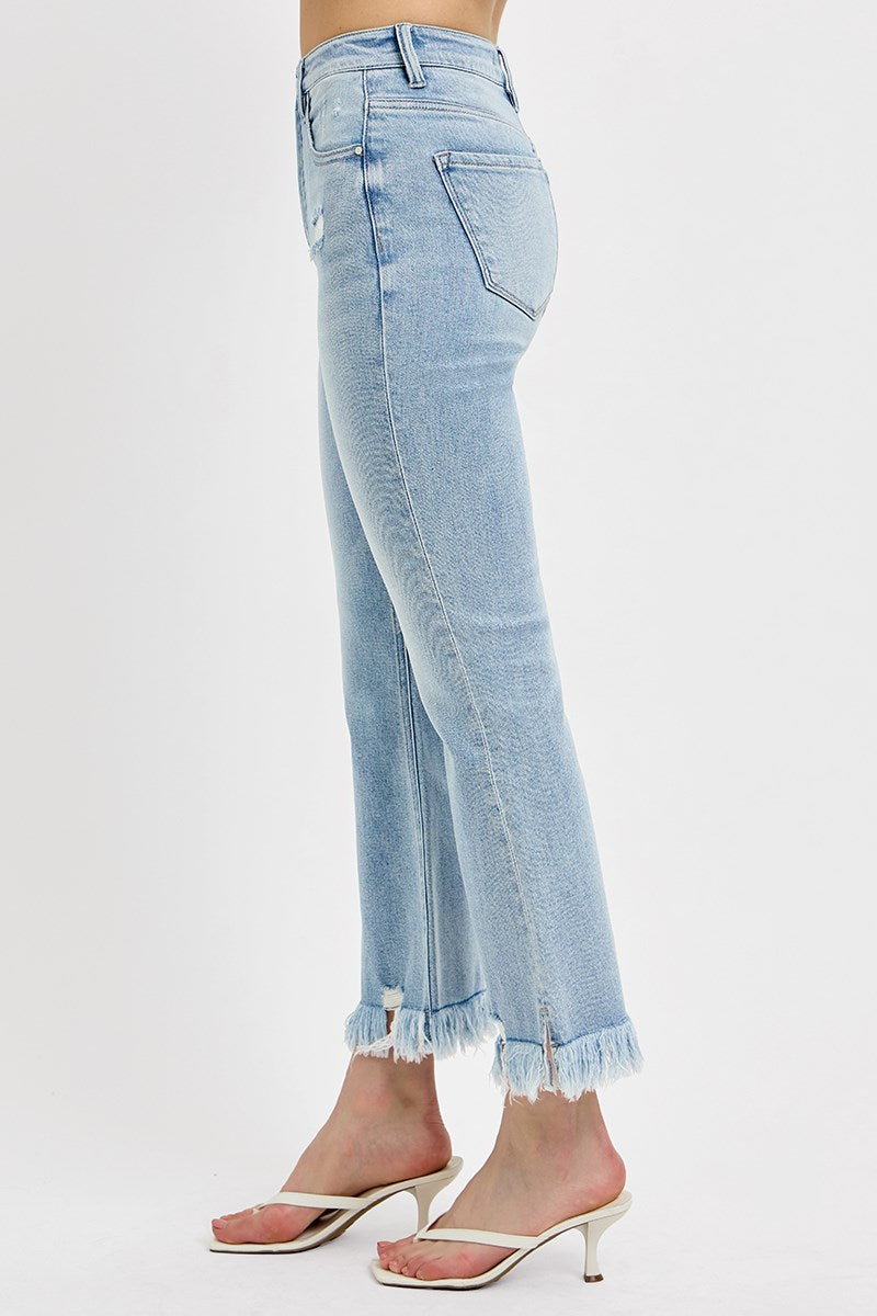 Rosie Tummy Control High Rise Risen Crop Kick Flare Jeans Light