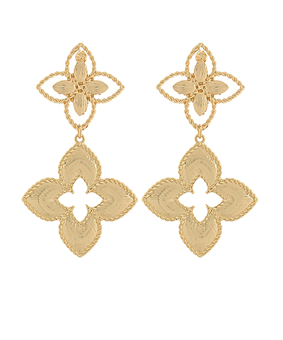 2 Drop Quatrefoil Earrings Gold