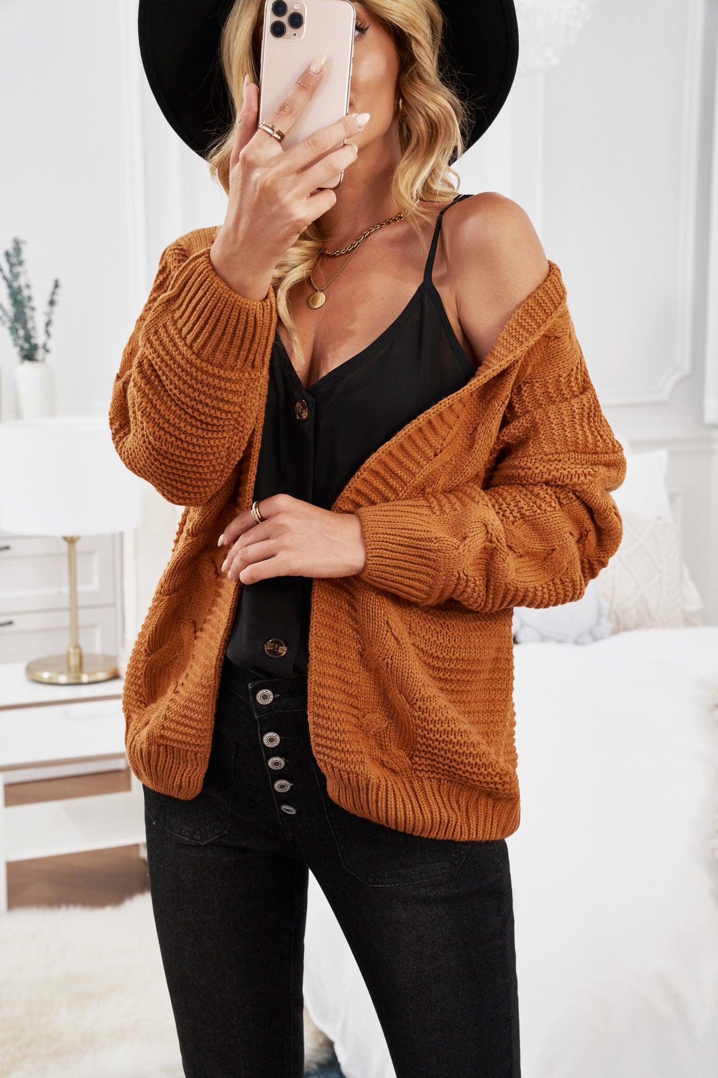 Camilla Chunky Knit Cardigan Rust