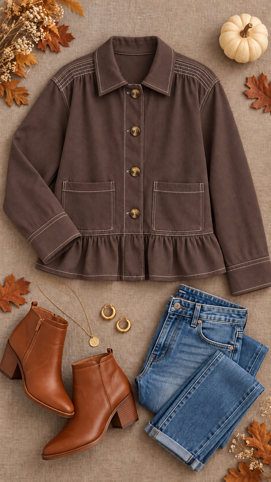 Sandy Solid Long Sleeve Jacket Brown