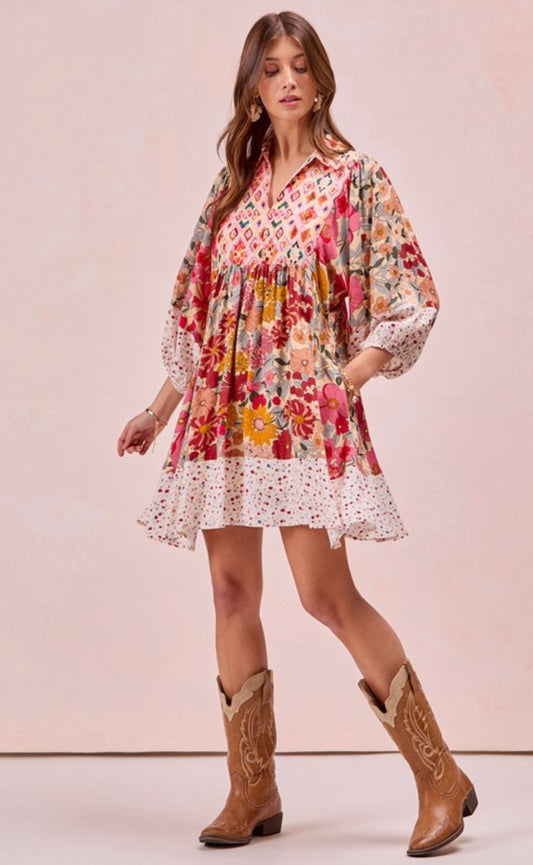Molly Mix Print Dress Rose