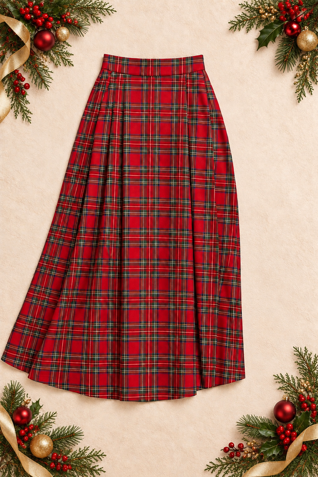 Willowby Woven Plaid Skirt Red