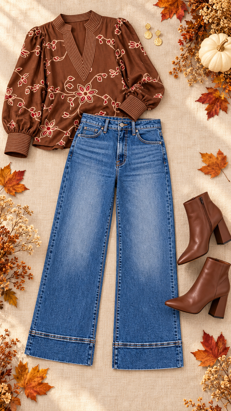 Ruth Risen High Rise Crop Wide Medium Wash Jean