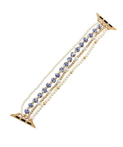 4 Row Ceramic & Pearl Watch Band