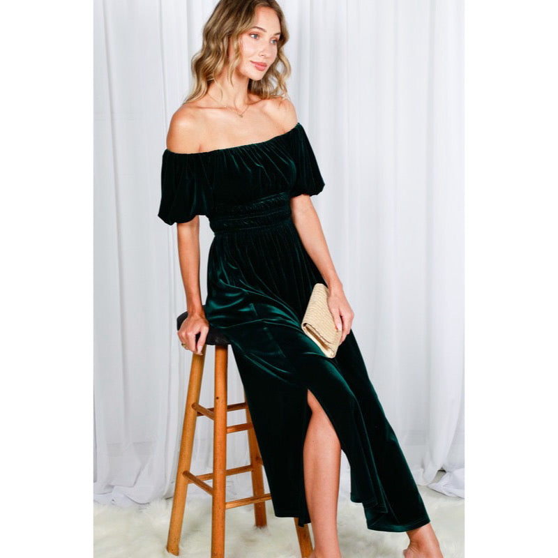 Crushin On Velvet Convertible Dress Hunter Green