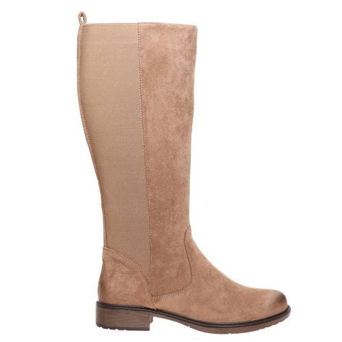 Wyatt Suede Adjustable Calf Tall Riding Boot Taupe
