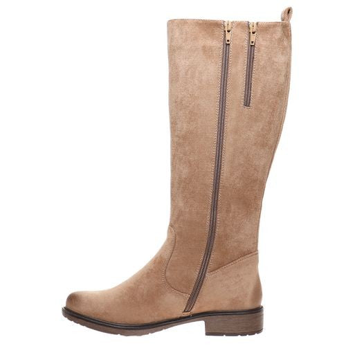 Wyatt Suede Adjustable Calf Tall Riding Boot Taupe