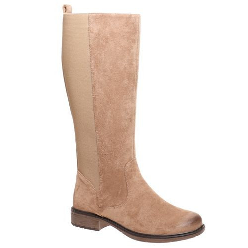 Wyatt Suede Adjustable Calf Tall Riding Boot Taupe