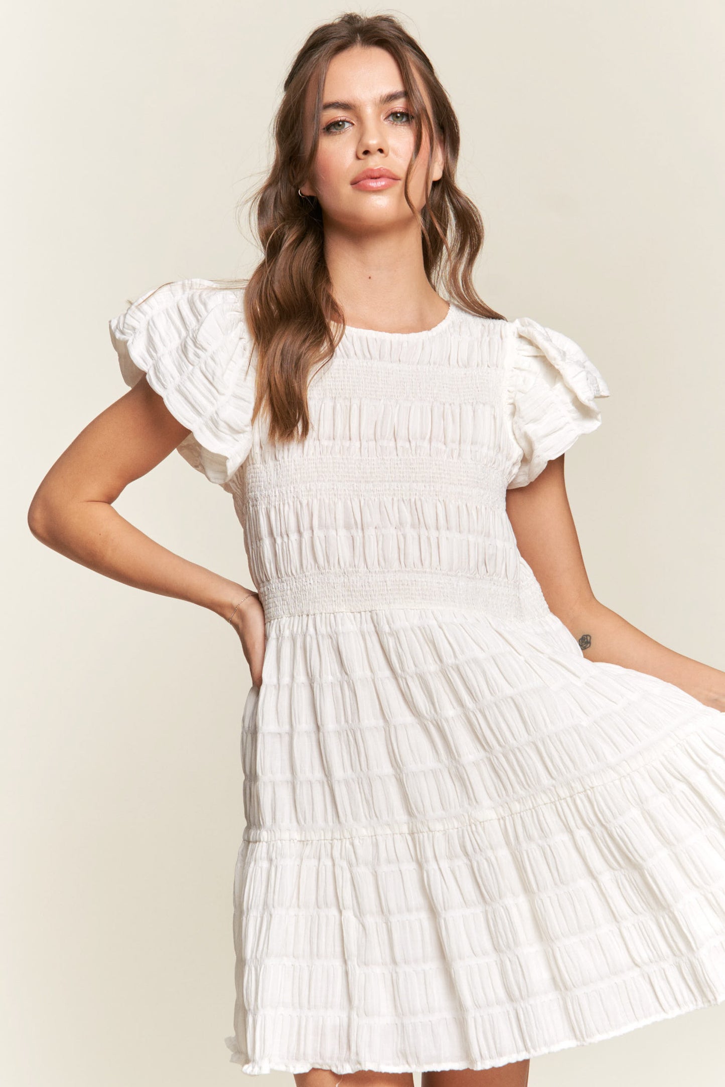 Milestone Memories Baby Doll Dress White