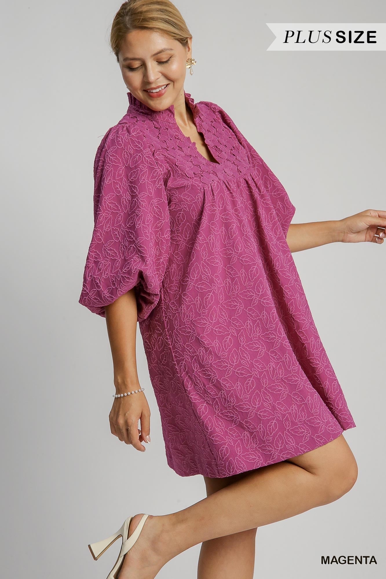 Ivey Jacquard A-Line Dress Magenta