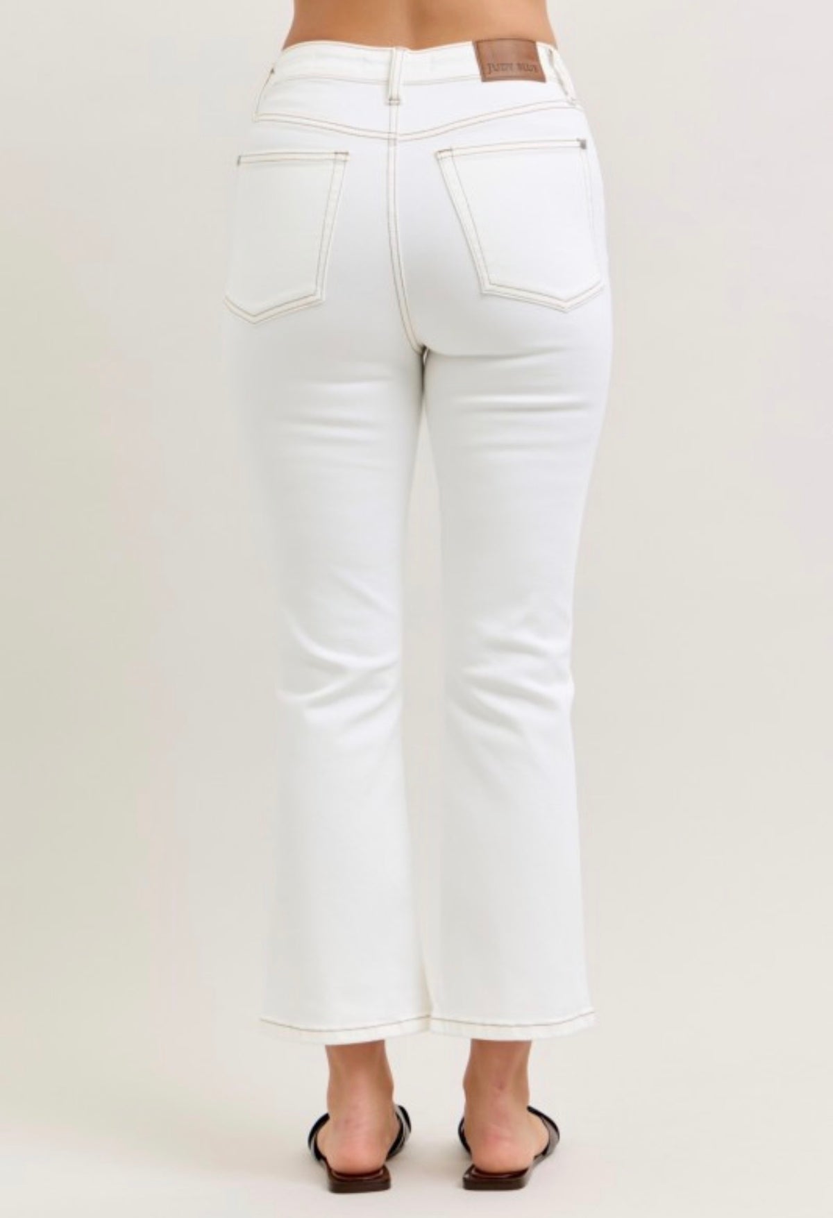 Judy Blue High Waist Tummy Control Kick Flare Jeans White