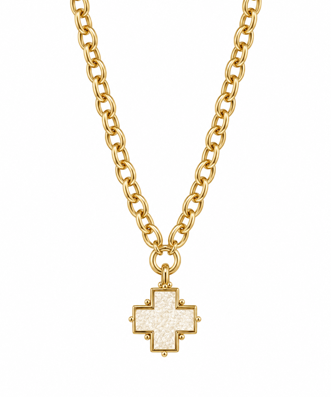 Mother Of Pearl Cross Necklace