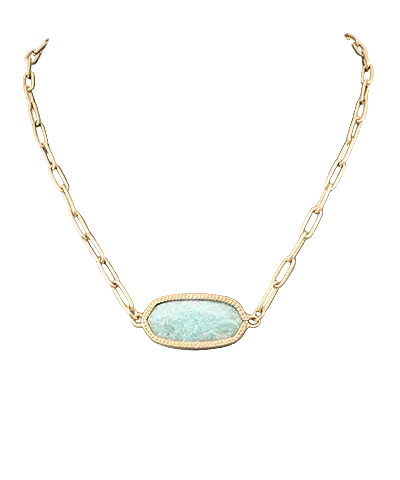 Hexagon Stone Sideway Necklace amazonite
