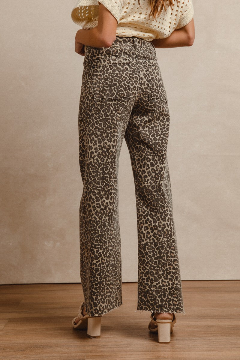 Lillie Leopard High Rise Flare Denim
