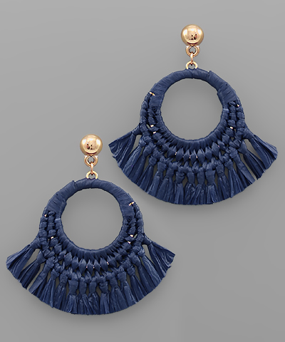 Raffia Circle Tassel Earring