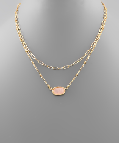 Hexagon Stone Layer Necklace