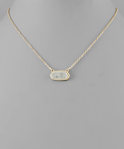 16" Hexagon Stone Necklace