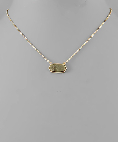 16" Hexagon Stone Necklace