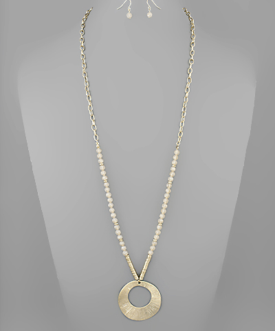 Gradual Circle & Bead Necklace Set