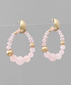 Natural Stone & Bead Circle Hoops