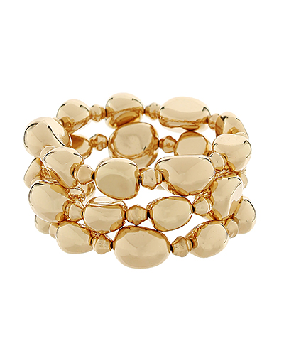 3 Row Pebble Shape Bracelet Gold